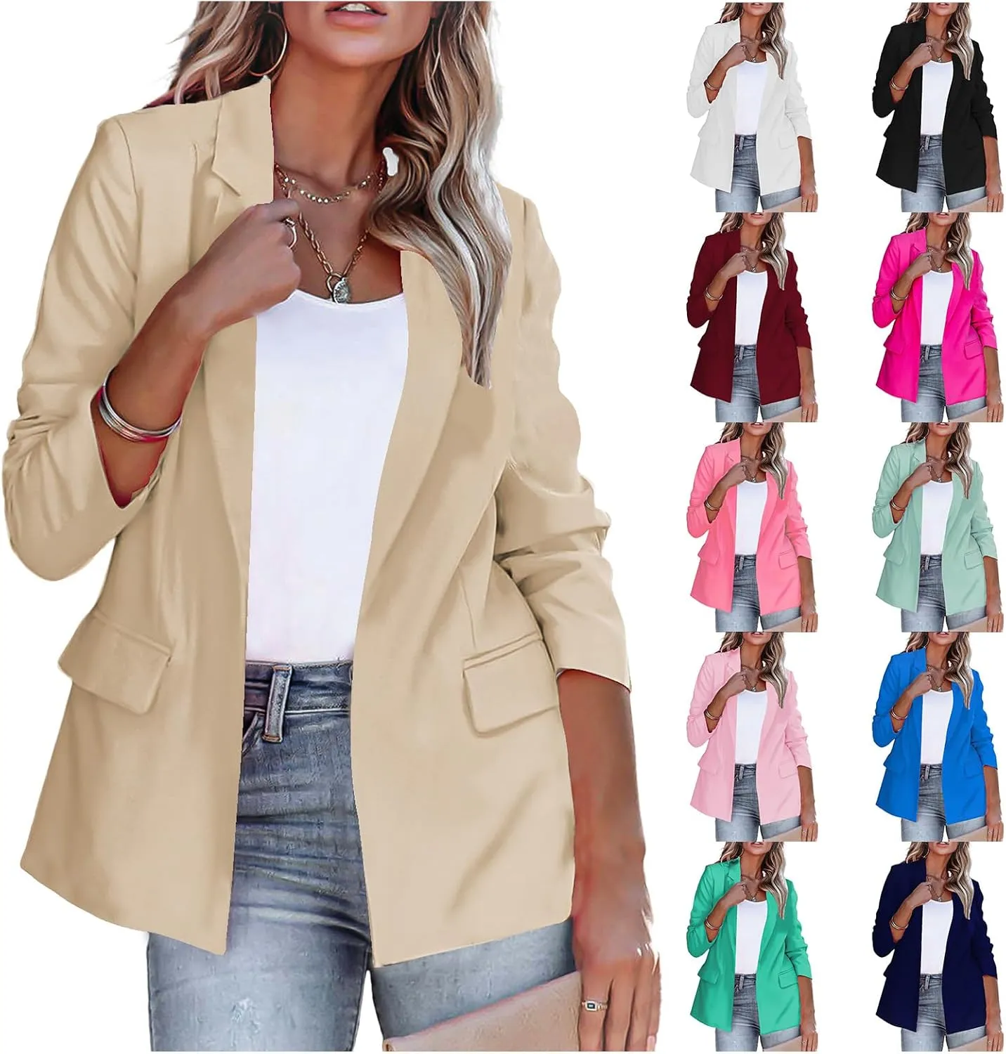 Blazers for Women Dressy Long Sleeve Lapel Trendy Work Office Blazer Jackets Open Front Business Blazer Loose Fit Jacket