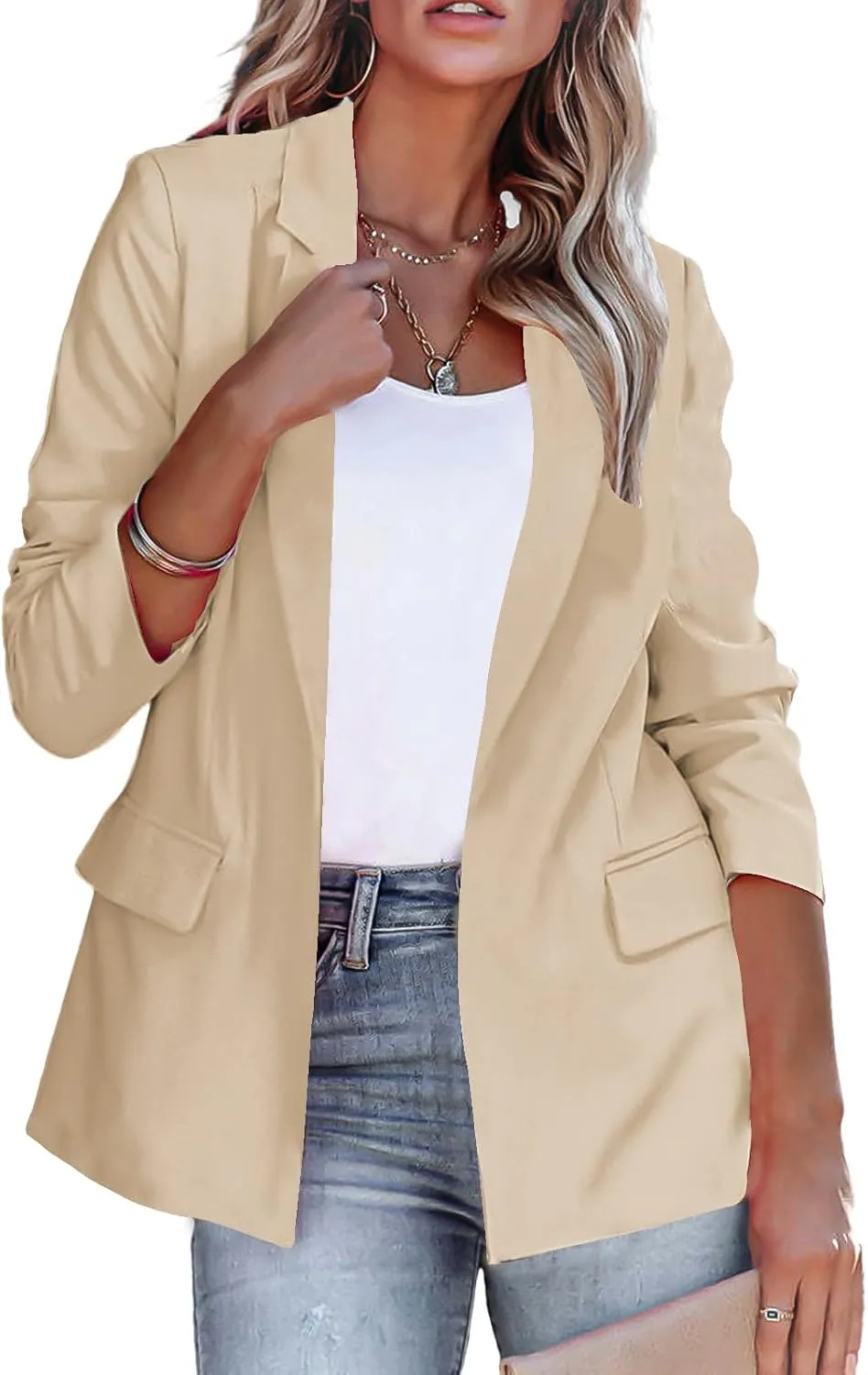 Blazers for Women Dressy Long Sleeve Lapel Trendy Work Office Blazer Jackets Open Front Business Blazer Loose Fit Jacket