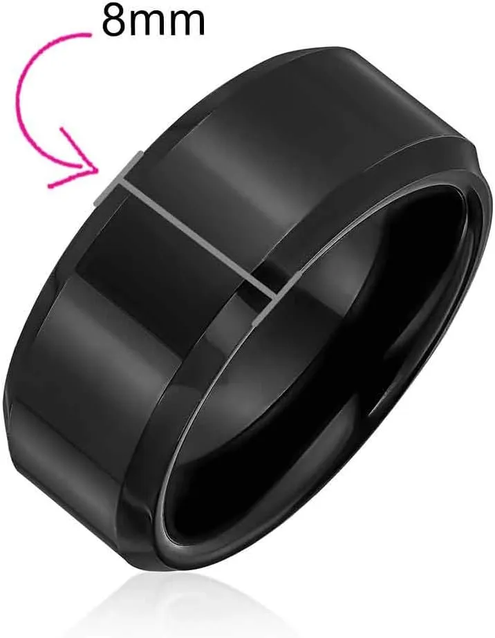 Bling Jewelry Customizable Custom Black Or Silver Titanium Wedding Ring Gold Tone For Men Comfort Fit 8Mm