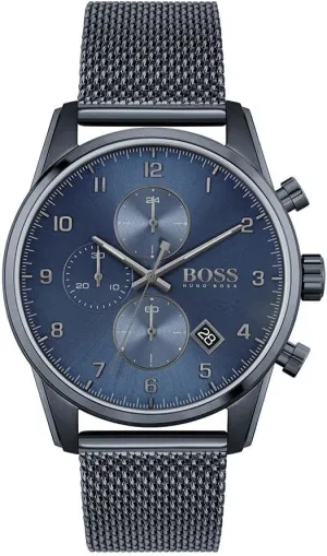 BOSS Men's Quartz Watch with Stainless Steel Strap, Blue, 22 (Model: 1513836)