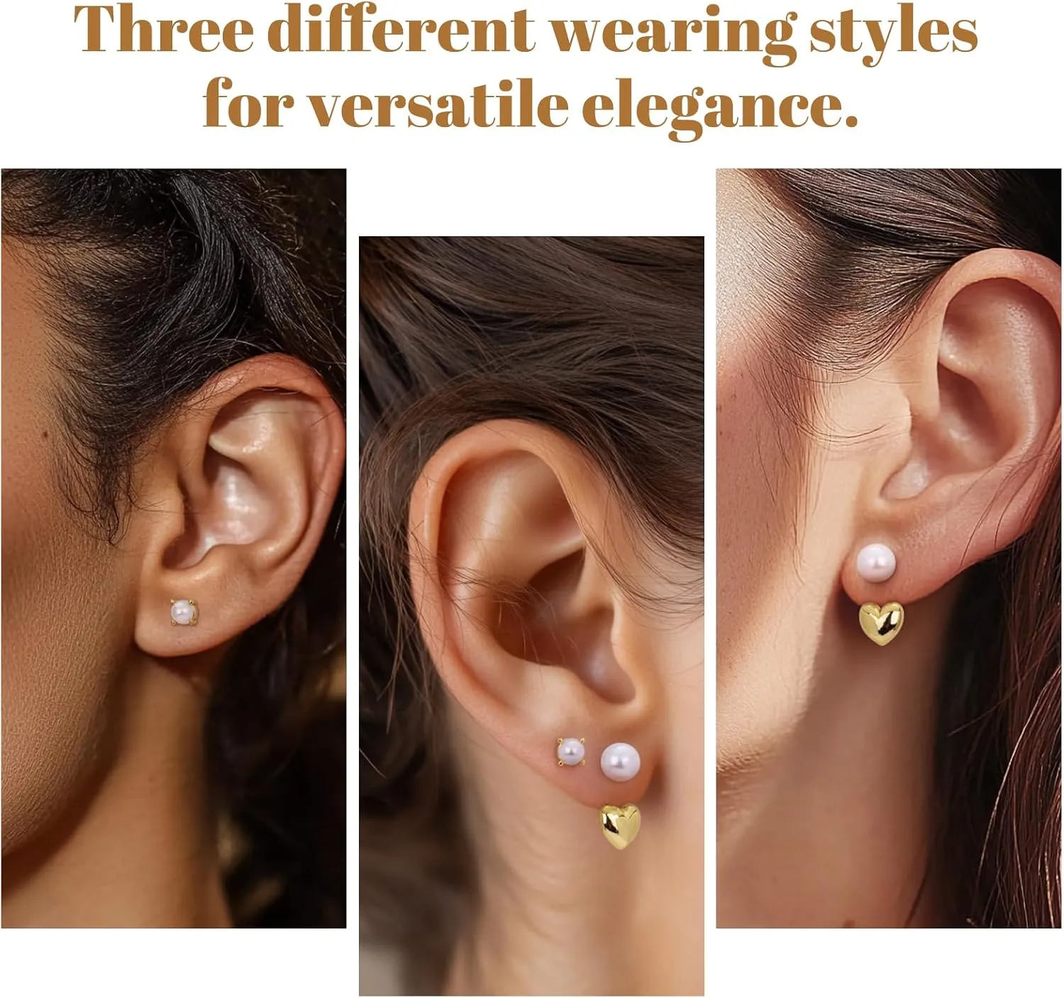 Bow Stud Pearl Earrings for Women: 14K Gold Pearl Stud Earrings Set - Dainty Cute Bow Earrings for Women Trendy Dangling - Unique Cubic Zirconia Flower Heart Teardrop Earring Gold Pearl Jewelry Gifts
