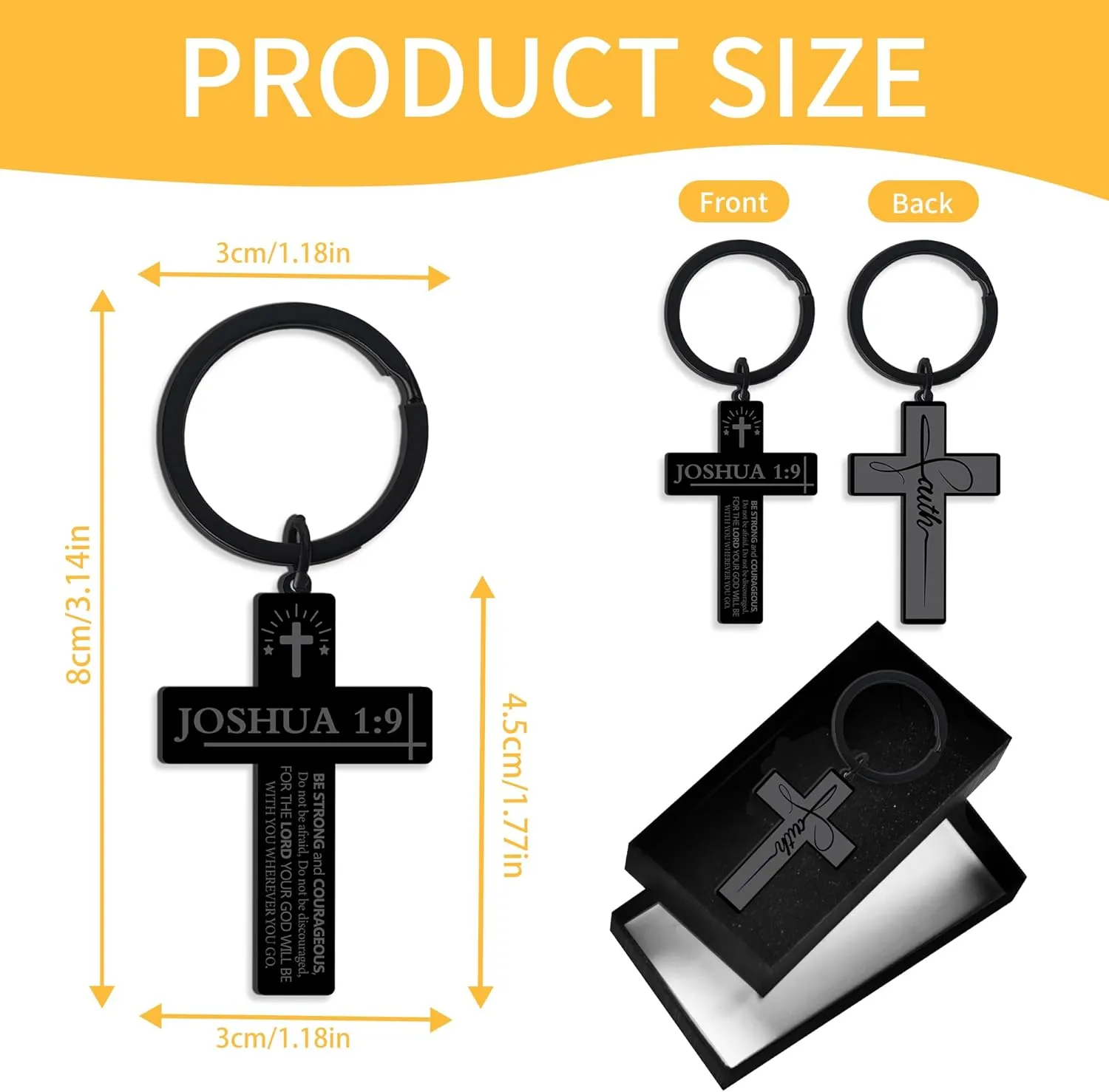 Bozidol Inspirational Bible Verse Cross Keychains, Religious Christian Birthday Baptism Graduation Gifts for Men Boys Teens