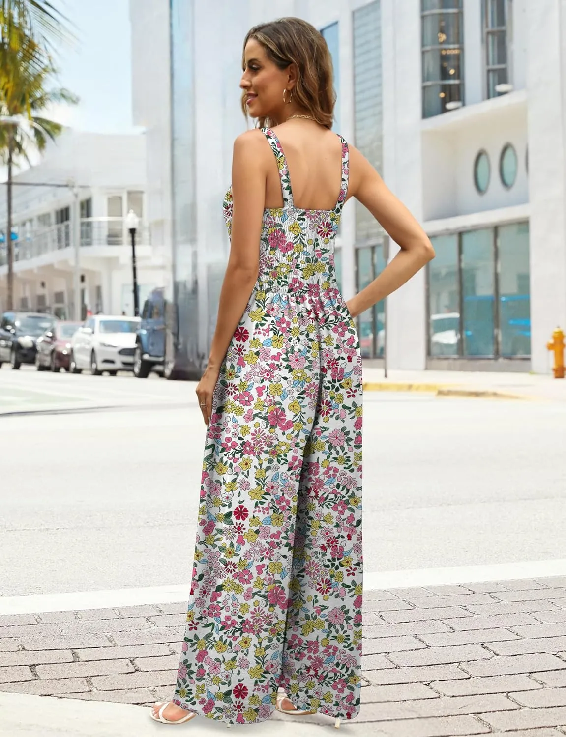 Buauty Women's Overalls Jumpsuits for Women 2025 Sleeveless One Piece Rompers Casual Loose High Waist Wide Leg with Pockets