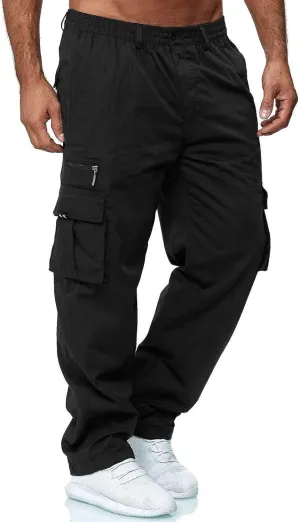Cargo Work Pants for Men Pockets Casual Pants Big and Tall Stretch Loose Fit Sweatpants Plus Size Trousers Stylish