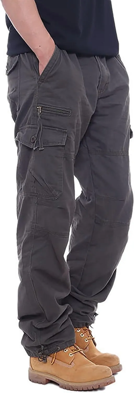 Cargo Work Pants for Men Pockets Casual Pants Big and Tall Stretch Loose Fit Sweatpants Plus Size Trousers Stylish