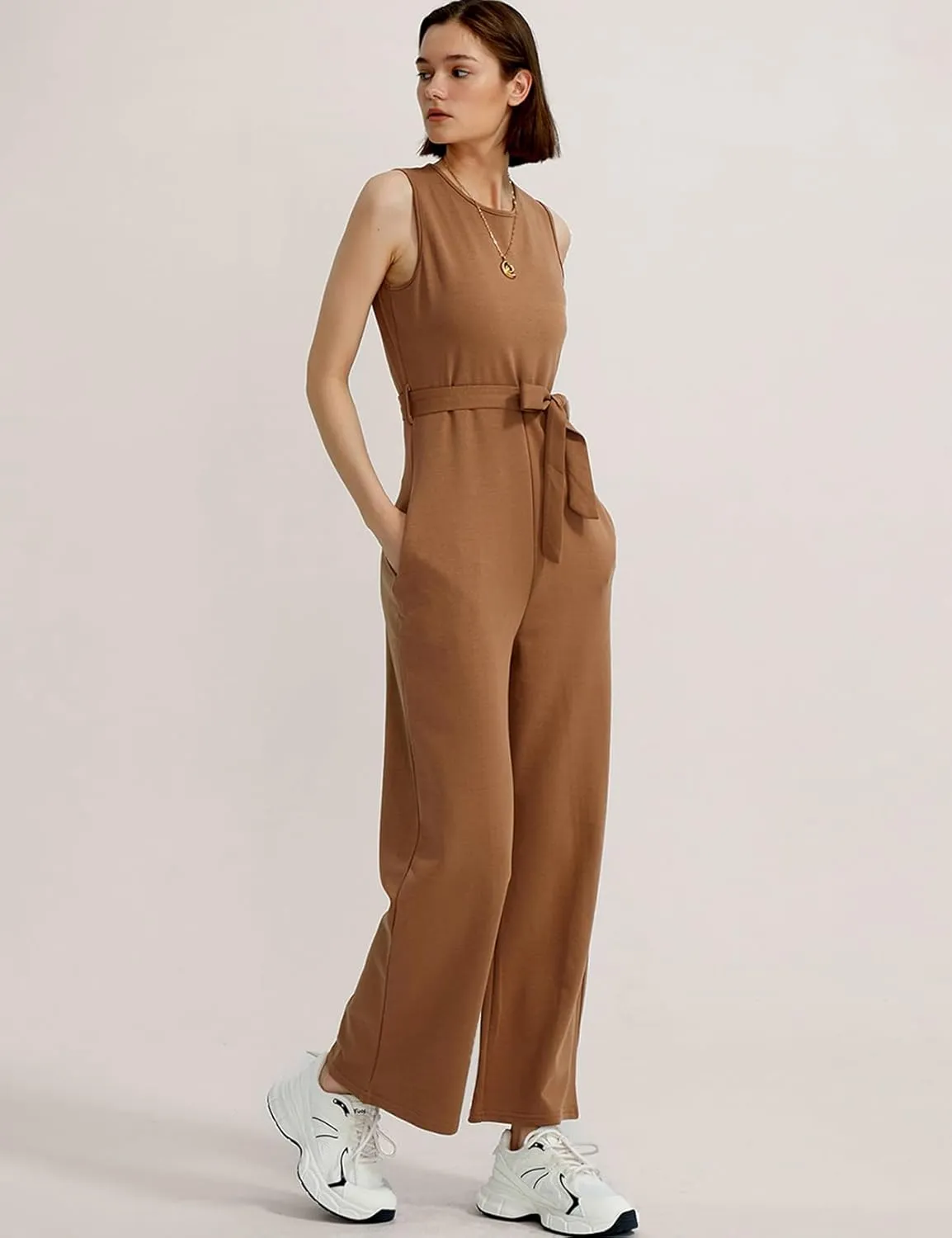 CHERFLY Jumpsuits for Women Dressy Summer Formal Outfits Belted Wide Leg Overalls 2025