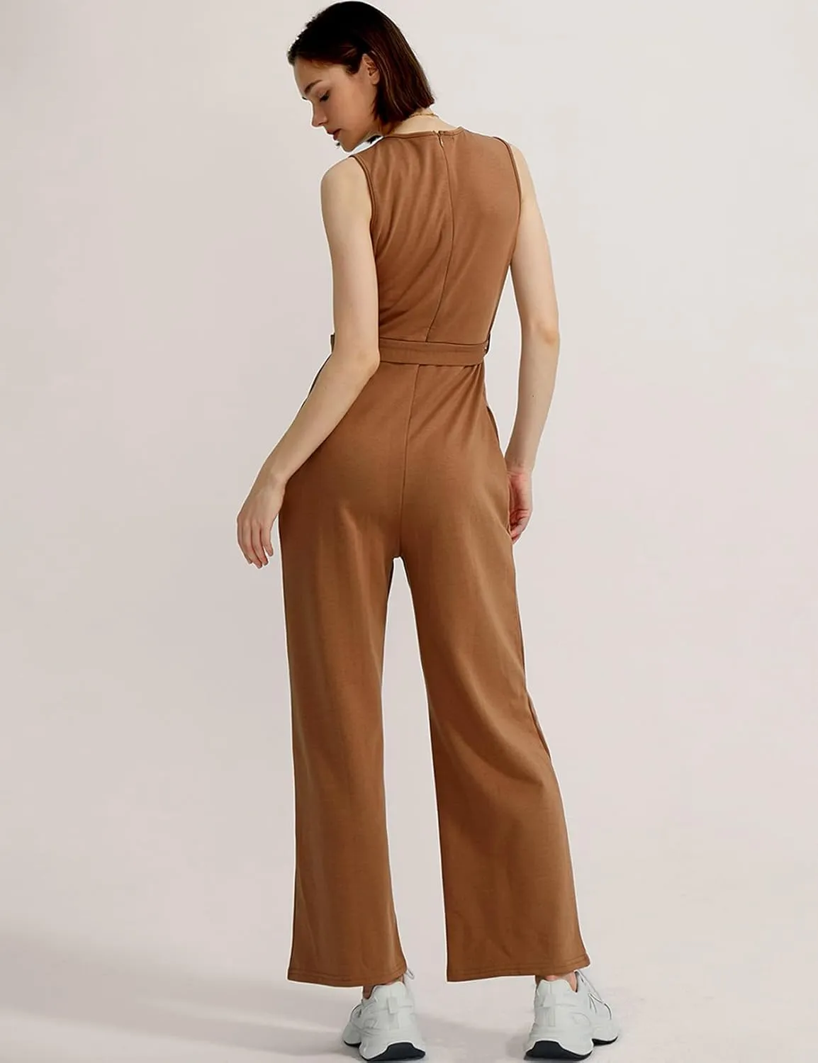 CHERFLY Jumpsuits for Women Dressy Summer Formal Outfits Belted Wide Leg Overalls 2025