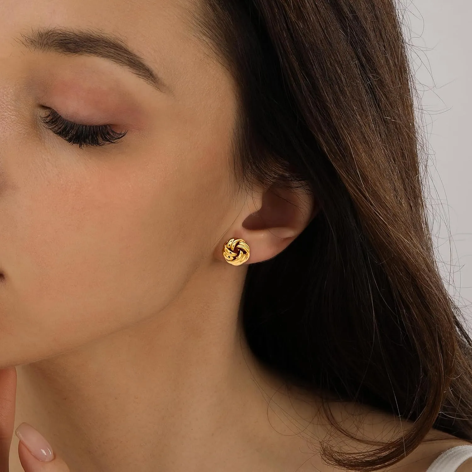 Chunky Small Knot Earrings for Women 14K Gold Silver Plated Geometric Dangle Drop Hoop Stud Dainty Hypoallergenic and Lightweight Jewelry Fashion Trendy Gifts