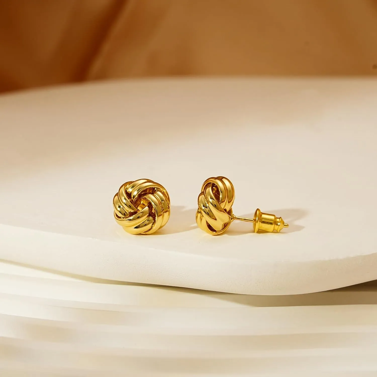 Chunky Small Knot Earrings for Women 14K Gold Silver Plated Geometric Dangle Drop Hoop Stud Dainty Hypoallergenic and Lightweight Jewelry Fashion Trendy Gifts