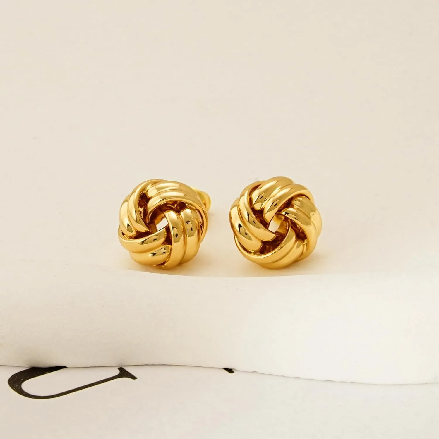 Chunky Small Knot Earrings for Women 14K Gold Silver Plated Geometric Dangle Drop Hoop Stud Dainty Hypoallergenic and Lightweight Jewelry Fashion Trendy Gifts