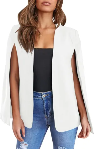 Cicy Bell Women's Casual Cape Blazer Jackets Split Sleeve Open Front Elegant Evening Party Workwear