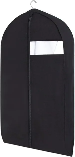 Clothes Cover, Hanging Garment Bags for Hanging Clothes with Transparent Window and Metal Zipper, Suitable for Coats, Jackets, Sweaters(Black,60x100cm x39in)