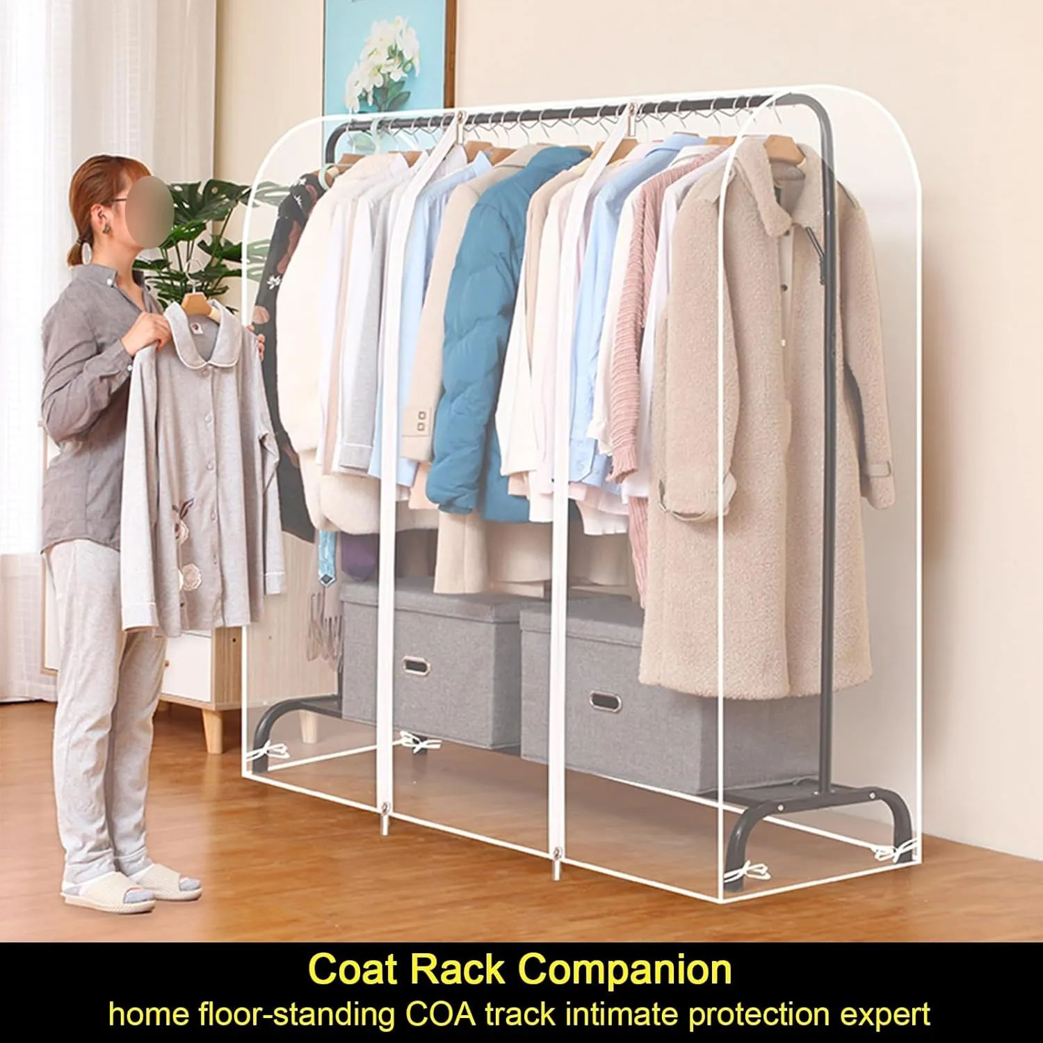 Clothing Rack Cover, Garment Bags for Hanging Clothes, with Metal Zipper, Suitable for Suits, Jackets, Sweaters, Shirts, Pants(Clear,60x50x150cm x20x59in)