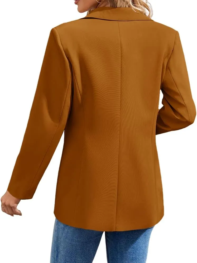 Cnkwei Womens Casual Blazers Open Front Long Sleeve Lapel Collar Work Office Jacket