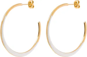 Colorful Enamel Hoop Earrings for Women 18K Real Gold Plated Open Hoop Earring Hypoallergenic Stainless Steel Enamel Earring Jewelry Gift for Wife Girlfriend
