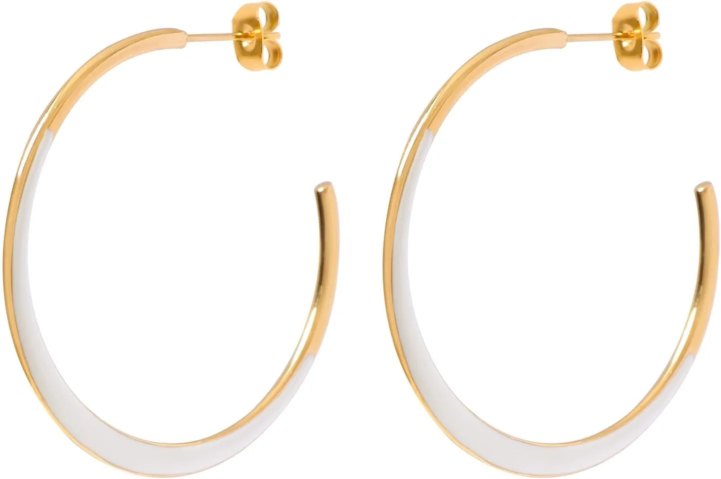 Colorful Enamel Hoop Earrings for Women 18K Real Gold Plated Open Hoop Earring Hypoallergenic Stainless Steel Enamel Earring Jewelry Gift for Wife Girlfriend
