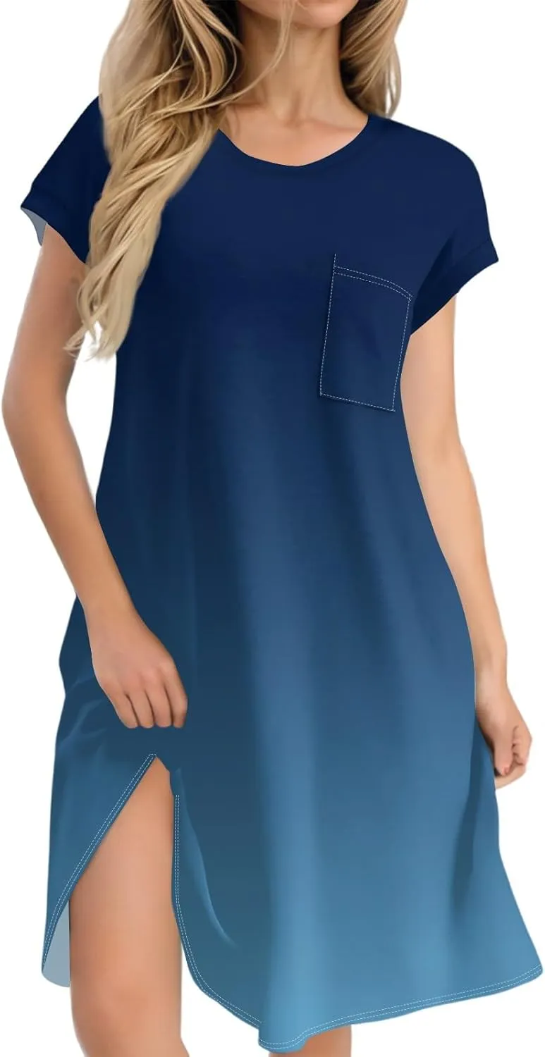 COTECRAM Womens Casual Summer Short Sleeve Loose T Shirt Dress Boho Floral Mini Sundress Beach Cover Up Shirts with Pockets