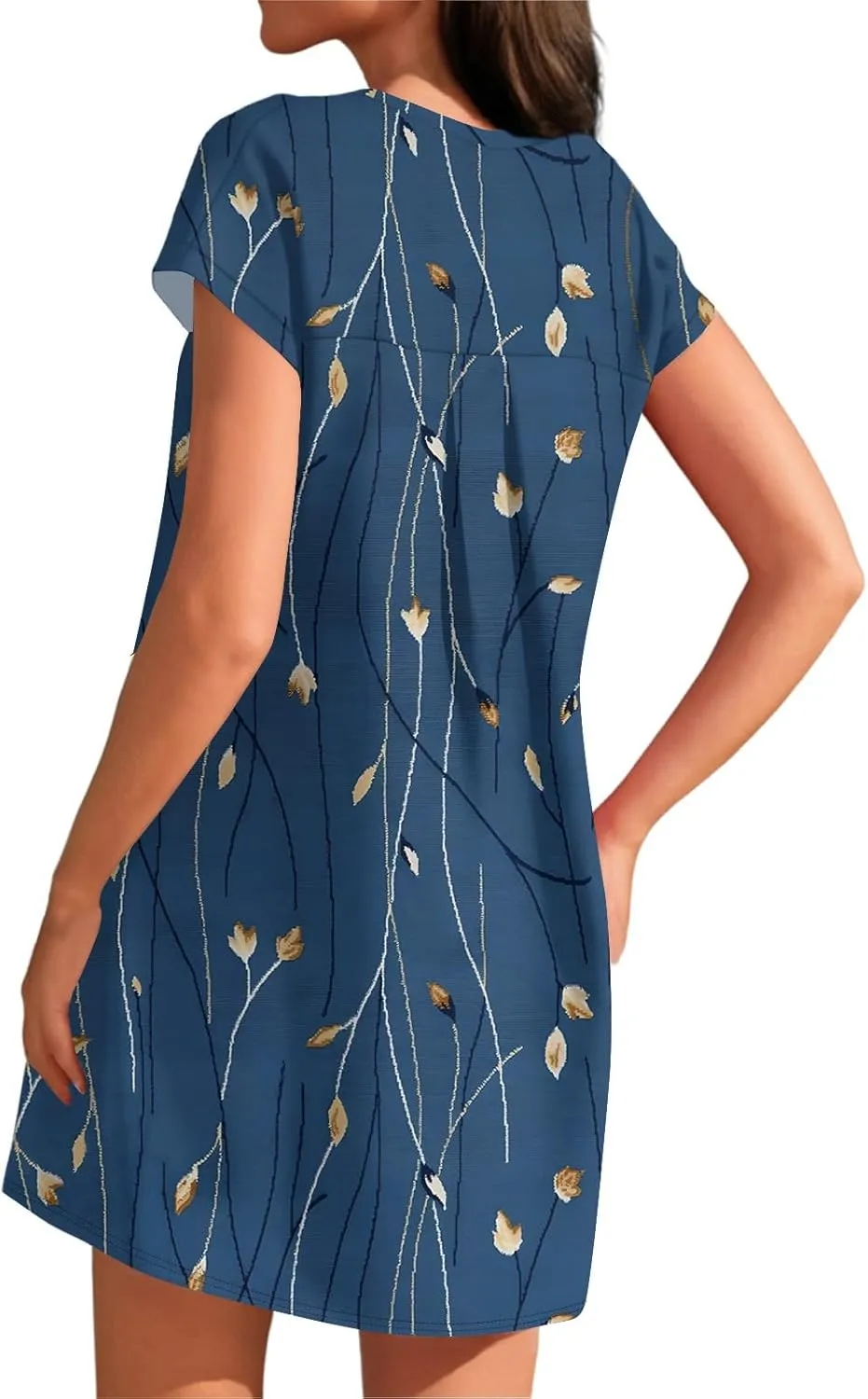 COTECRAM Womens Casual Summer Short Sleeve Loose T Shirt Dress Boho Floral Mini Sundress Beach Cover Up Shirts with Pockets