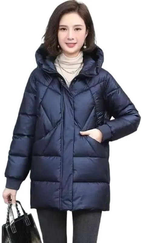 Cotton Coat Women's Mid-Length Winter Jackets Elegant Parkas Padded Jacket Thick Down Vintage Outwear