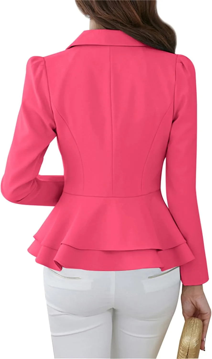 DIACACY Womens Button Down Open Front Blazer Long Sleeve Jacket Solid Color Plus Size Office Coat Blazer
