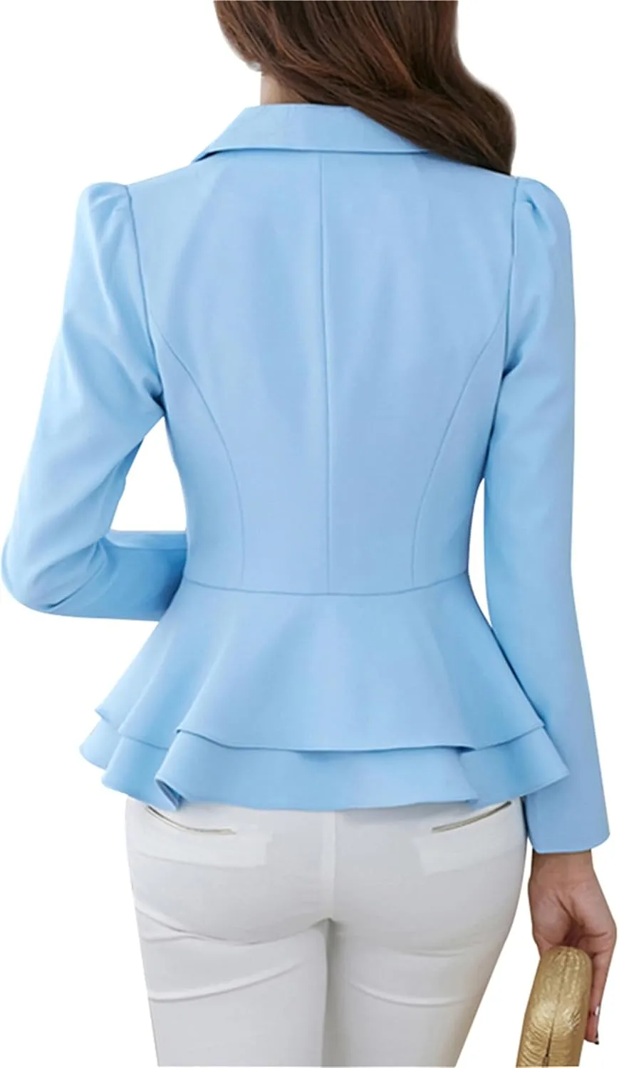 DIACACY Womens Button Down Open Front Blazer Long Sleeve Jacket Solid Color Plus Size Office Coat Blazer