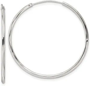 Diamond2Deal Sterling Silver Diamond-cut 1.5x35mm Endless Tube Hoop Earrings (L- 1.38 in, W- 1.42 in)