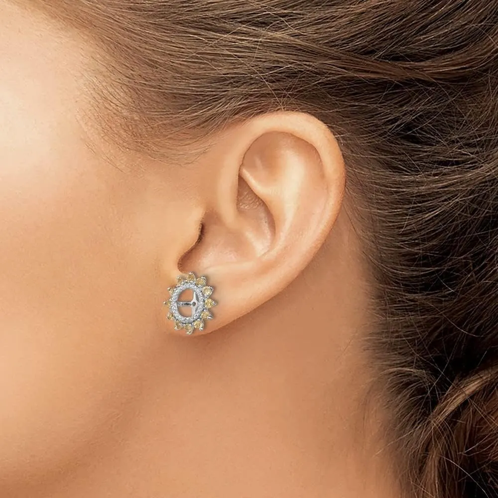 Diamond2Deal Sterling Silver Rhodium Gemstone and Diamond Earring Jacket Fine Jewelry for Women