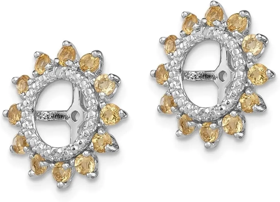 Diamond2Deal Sterling Silver Rhodium Gemstone and Diamond Earring Jacket Fine Jewelry for Women