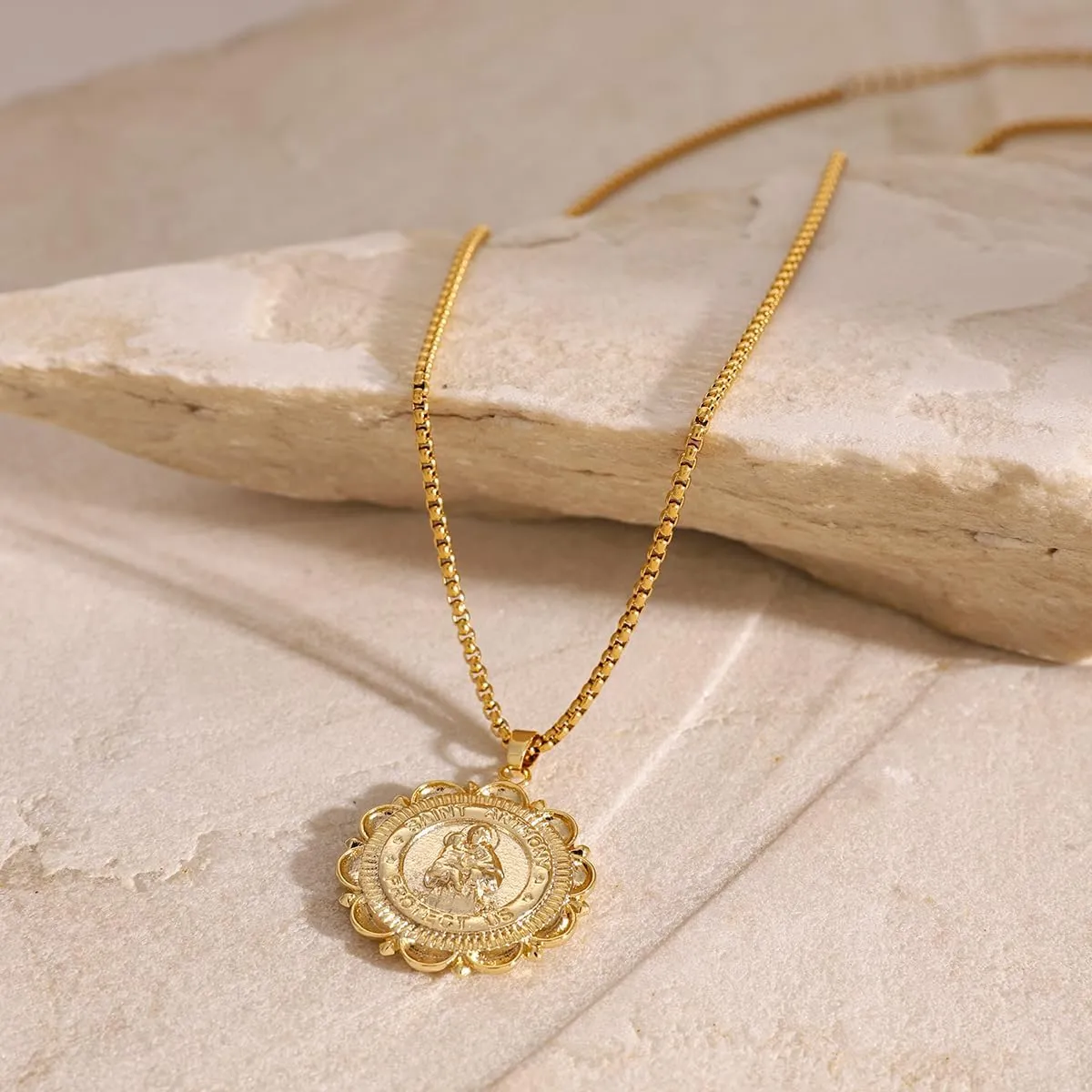 Divine Guardian Patron Amulet: St Michael/Christopher/Benedict/Jude/Virgin Mary/Jesus Cross/Joseph/Anthony Pendant Necklace for Men Women - 18k Gold Medal Jewelry