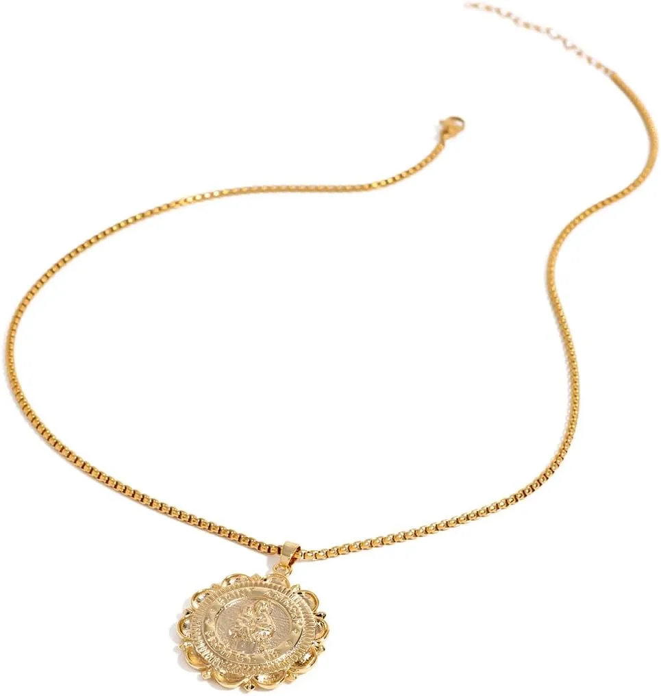 Divine Guardian Patron Amulet: St Michael/Christopher/Benedict/Jude/Virgin Mary/Jesus Cross/Joseph/Anthony Pendant Necklace for Men Women - 18k Gold Medal Jewelry