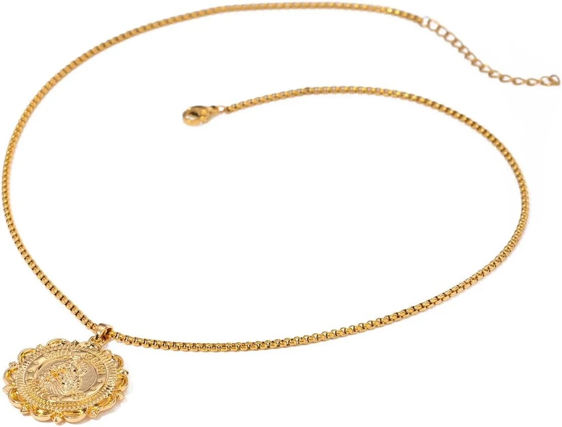 Divine Guardian Patron Amulet: St Michael/Christopher/Benedict/Jude/Virgin Mary/Jesus Cross/Joseph/Anthony Pendant Necklace for Men Women - 18k Gold Medal Jewelry