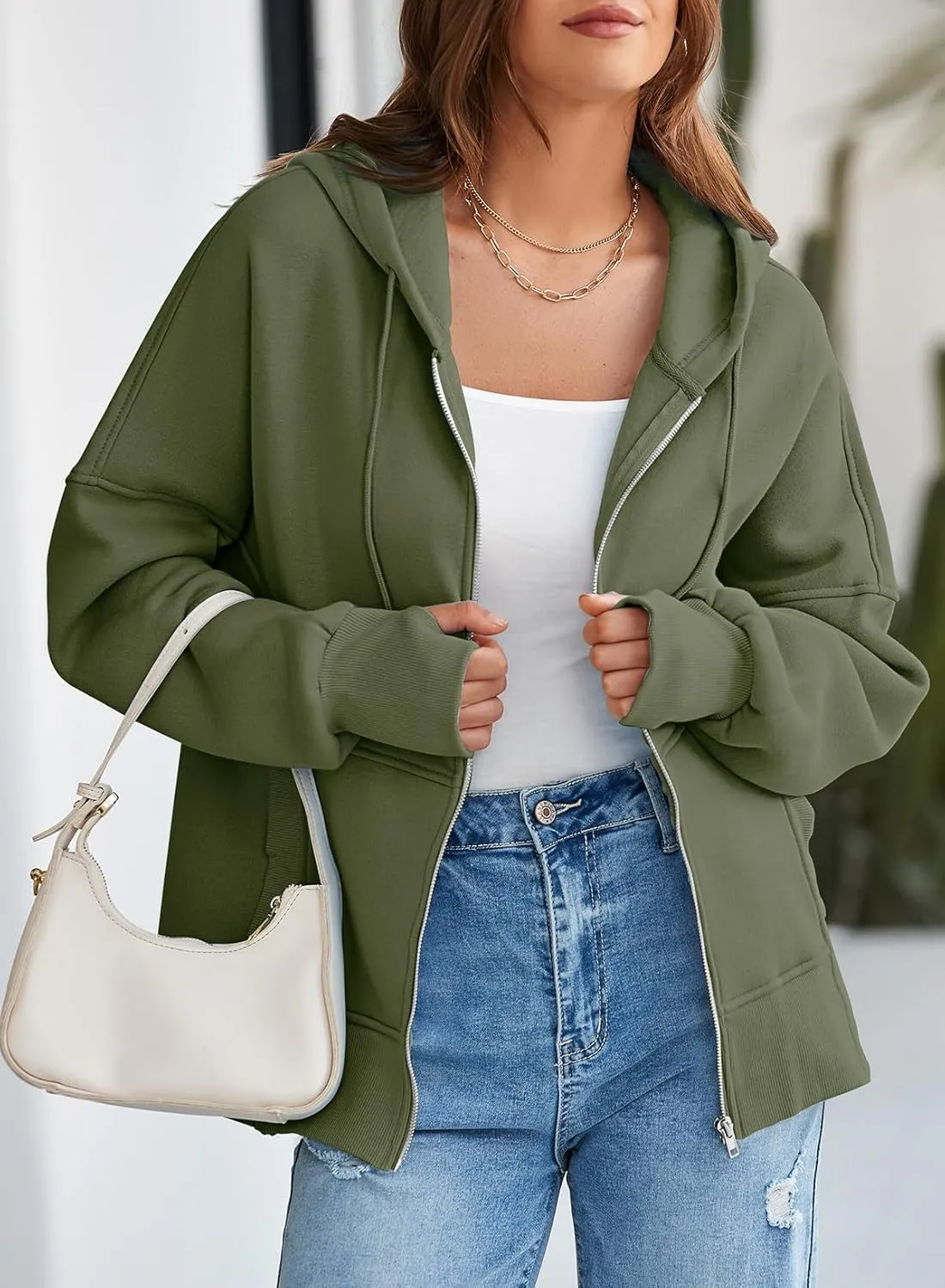 Dokotoo Womens Casual Drawstring Zip Up Thick Hoodies Long Sleeve Fleece Sweatshirts Solid Jacket Coat with Pockets