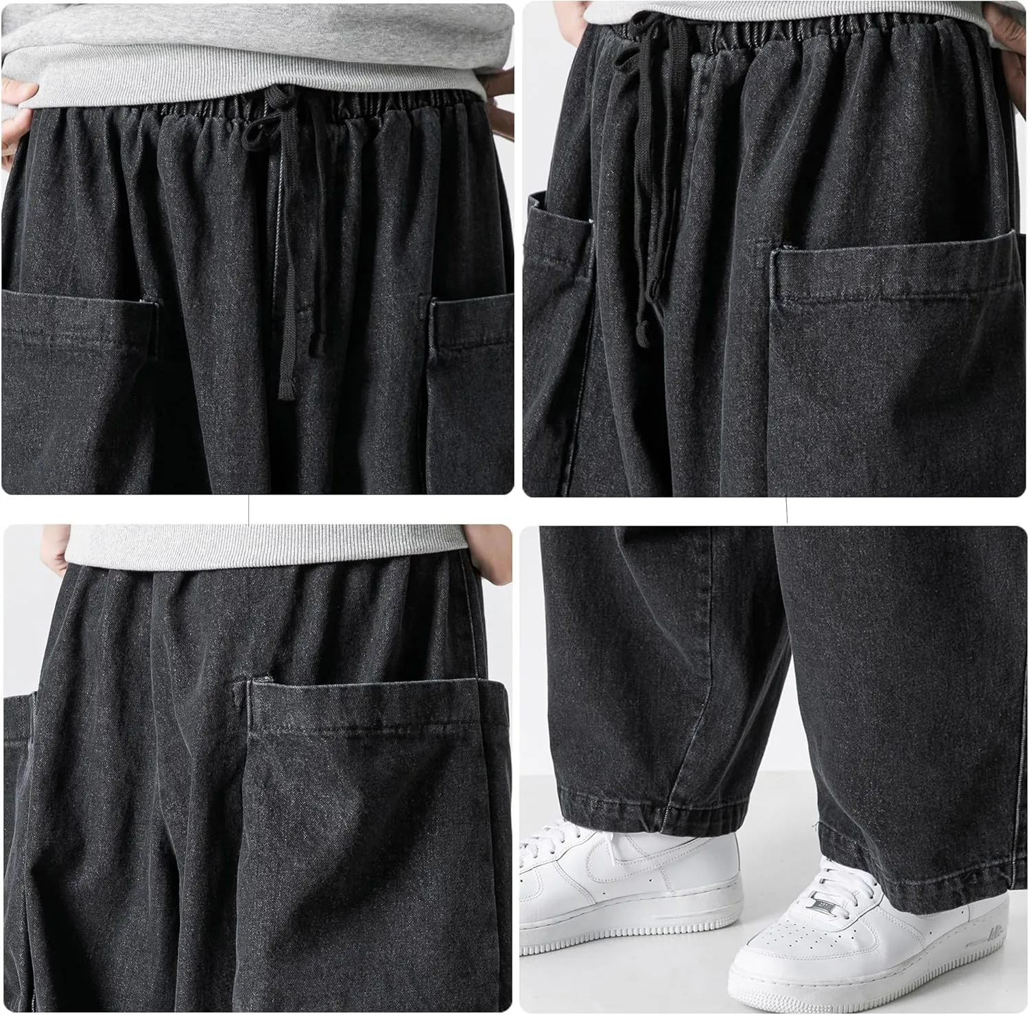 DOSLAVIDA Baggy Jeans for Men Wide Leg Hip Hop Jean Stylish Loose Fit Denim Pants Casual Streetwear Skateboard Pants