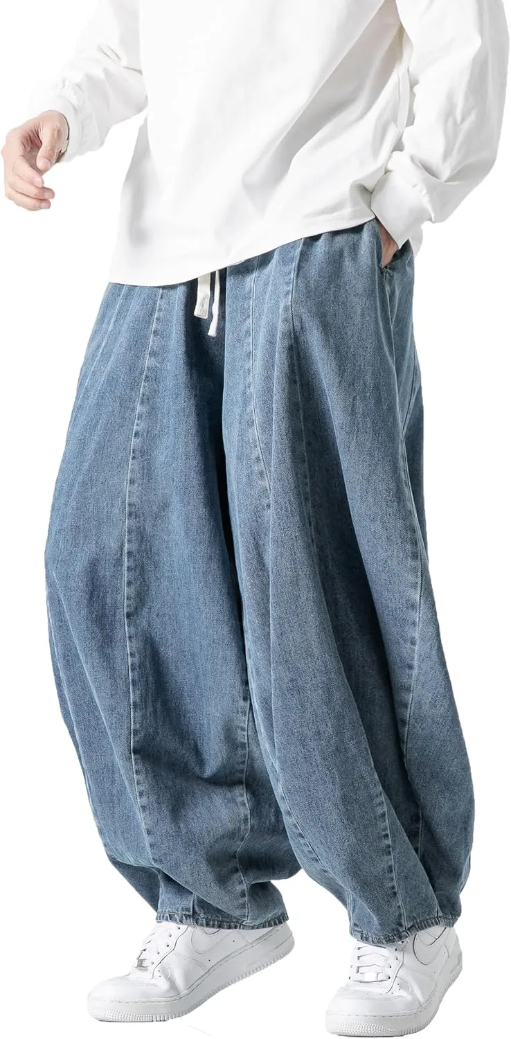 DOSLAVIDA Baggy Jeans for Men Wide Leg Hip Hop Jean Stylish Loose Fit Denim Pants Casual Streetwear Skateboard Pants