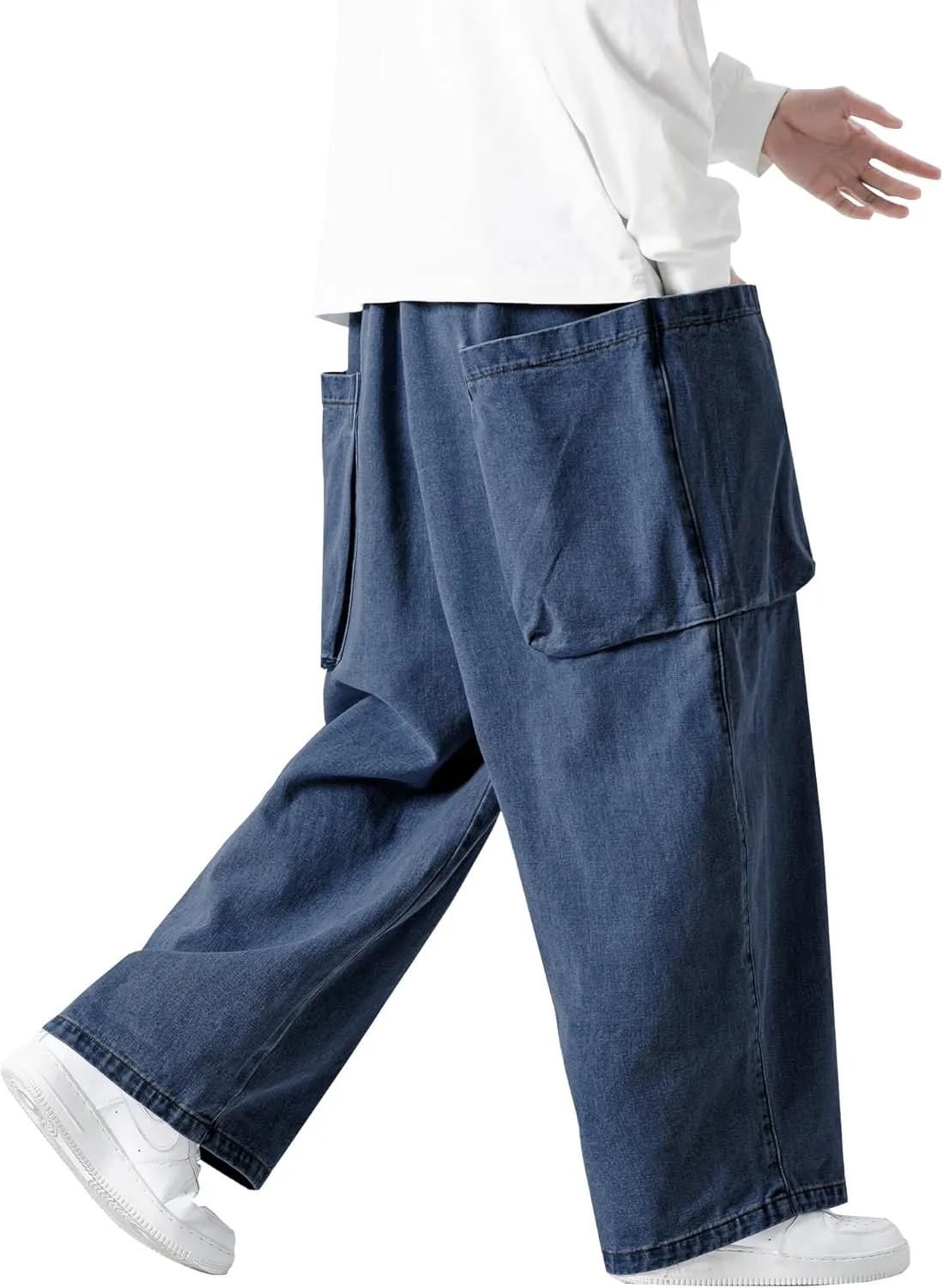 DOSLAVIDA Baggy Jeans for Men Wide Leg Hip Hop Jean Stylish Loose Fit Denim Pants Casual Streetwear Skateboard Pants