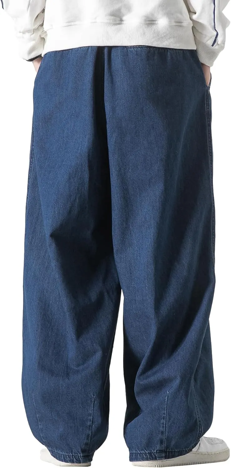 DOSLAVIDA Men's Hip Hop Jean Joggers Loose Fit Streetwear Biker Baggy Jeans Pants Stylish Printed Cargo Denim Pants