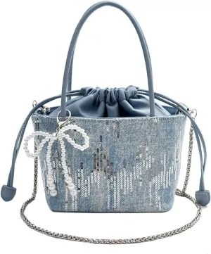 Drawstring Bucket Purse for Women Lightweight Top Handle Handbag and Crossbody Purse Stylish Women's Bucket Tote Bag