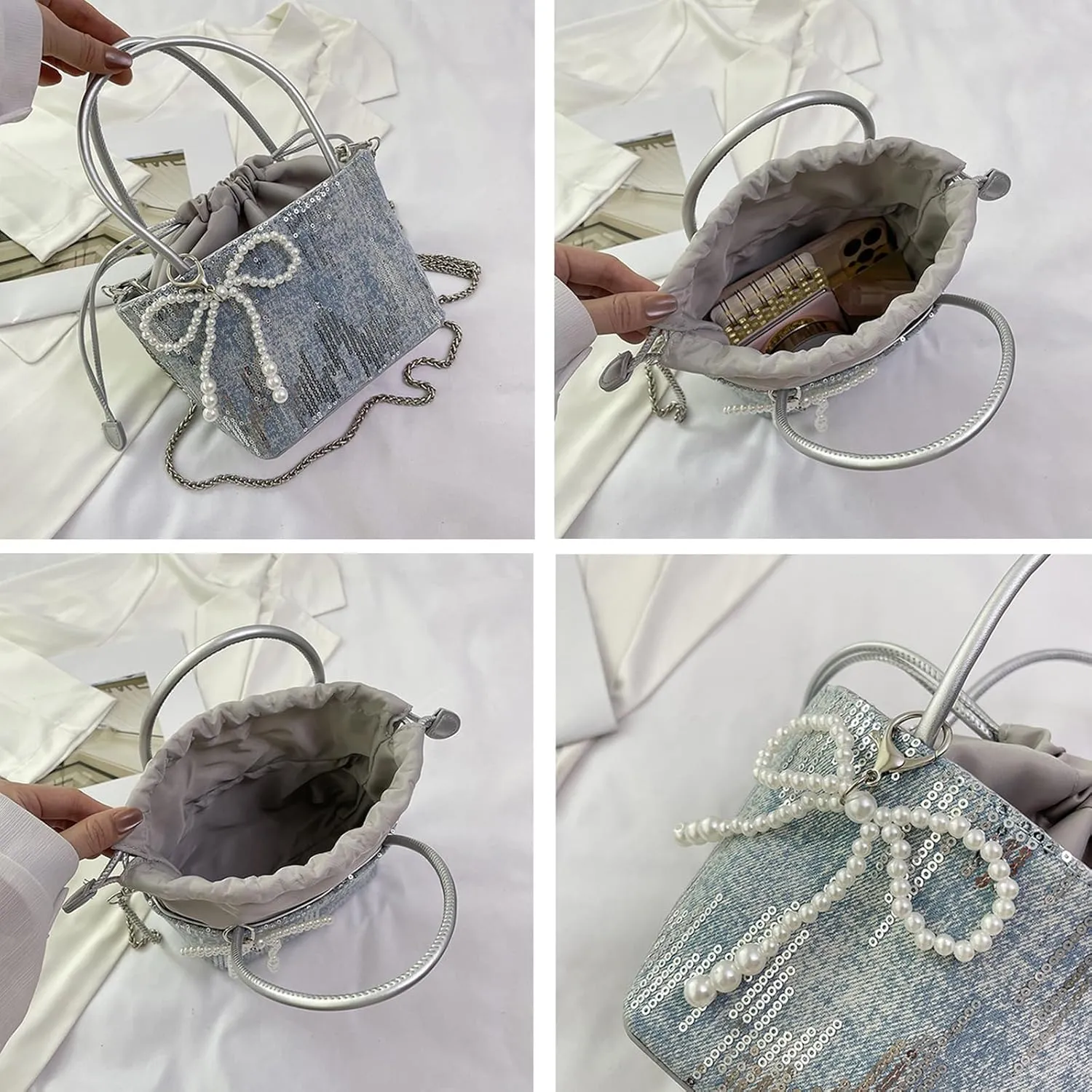 Drawstring Bucket Purse for Women Lightweight Top Handle Handbag and Crossbody Purse Stylish Women's Bucket Tote Bag
