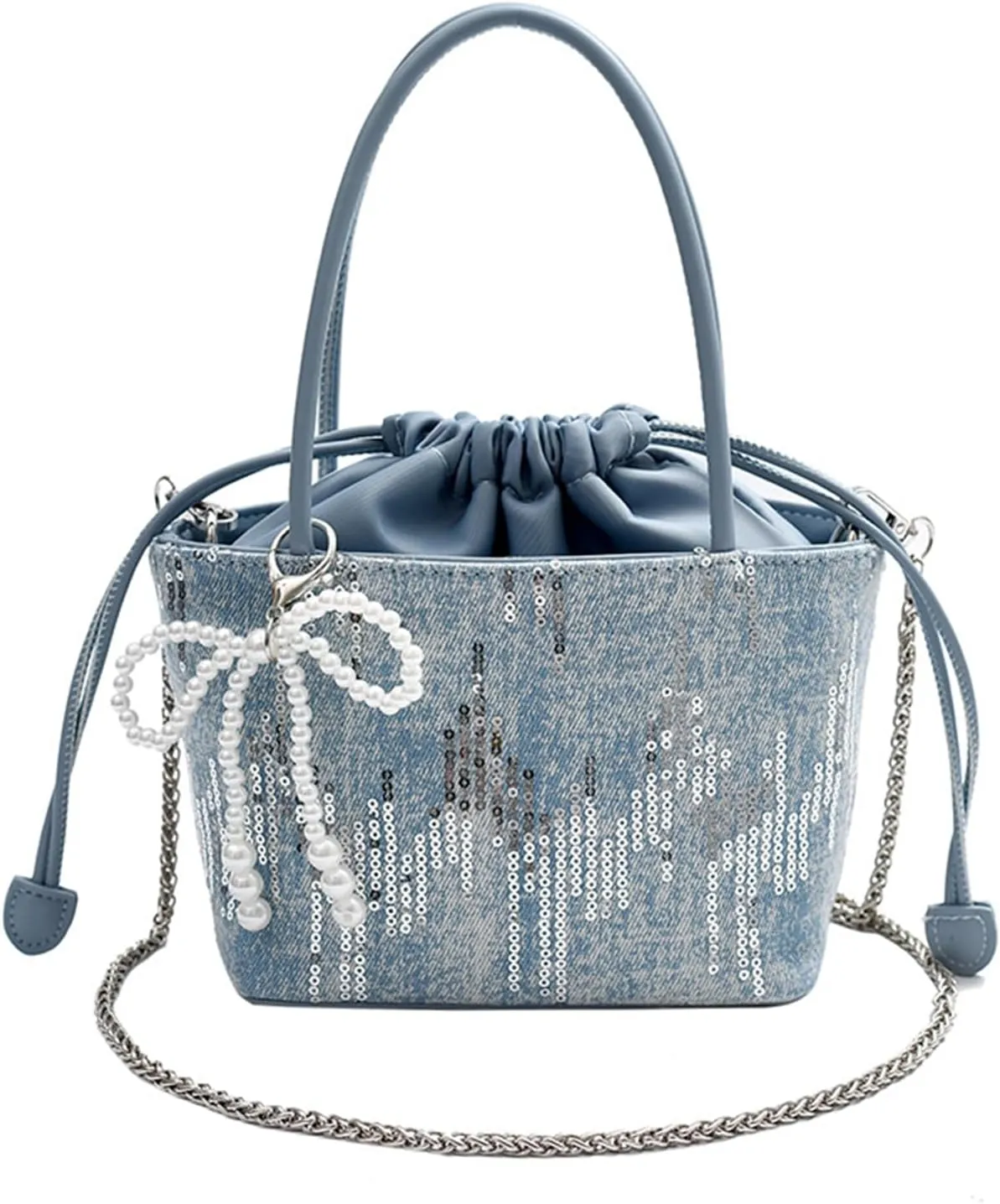 Drawstring Bucket Purse for Women Lightweight Top Handle Handbag and Crossbody Purse Stylish Women's Bucket Tote Bag
