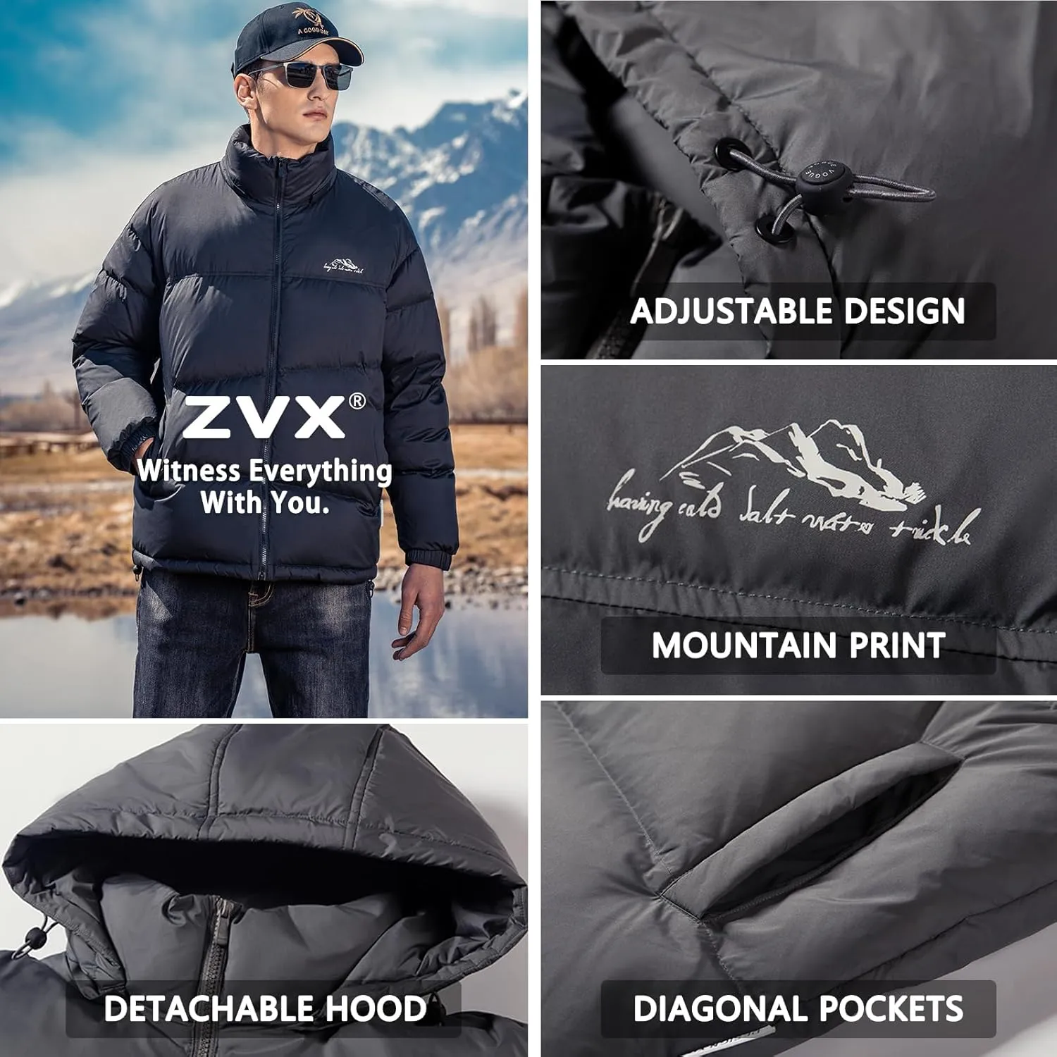 Duck Down Jackets For Men,Mens Puffer Jacket For Cold Protection And Warmth,Hooded Mens Winter Coat,90 White Duck Down