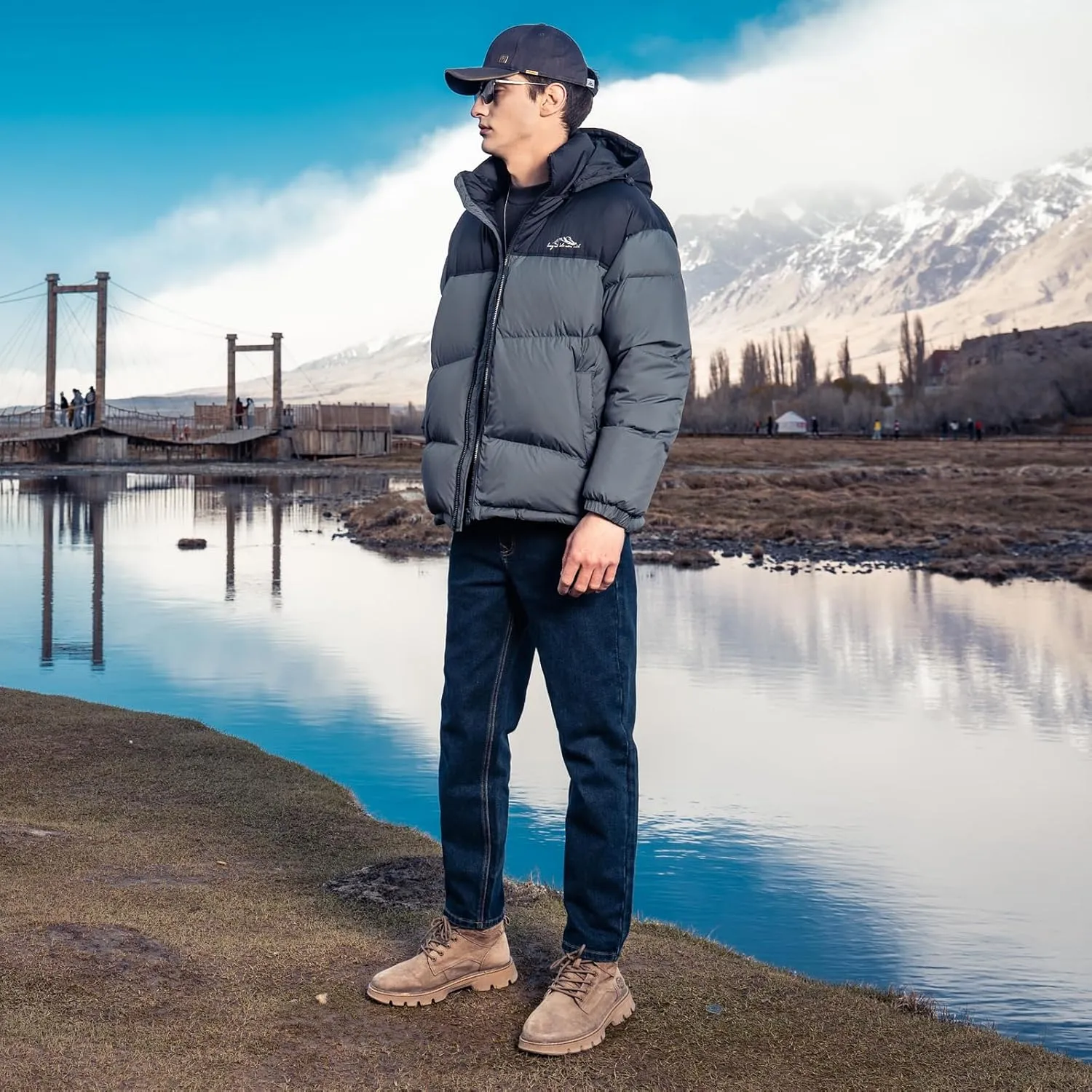 Duck Down Jackets For Men,Mens Puffer Jacket For Cold Protection And Warmth,Hooded Mens Winter Coat,90 White Duck Down