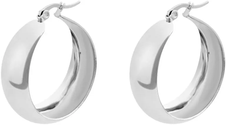 Edforce Stainless Steel 18K Gold Plated Lead-free Hypoallergenic Wide Large Rounded Hoop Earrings with Click-Top