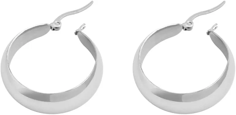 Edforce Stainless Steel 18K Gold Plated Lead-free Hypoallergenic Wide Large Rounded Hoop Earrings with Click-Top