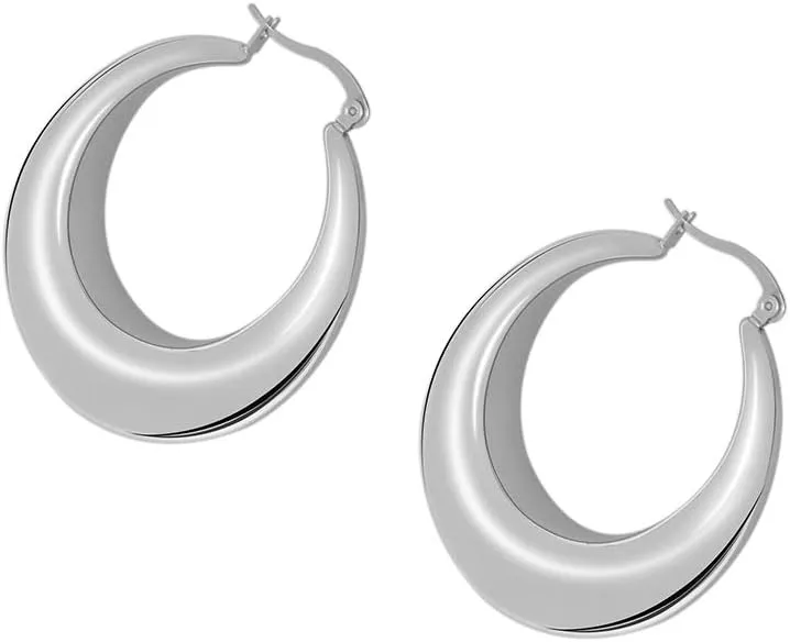 Edforce Stainless Steel Chunky Large Thick Rounded Tube Hoop Earrings
