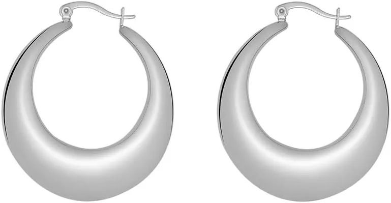 Edforce Stainless Steel Chunky Large Thick Rounded Tube Hoop Earrings