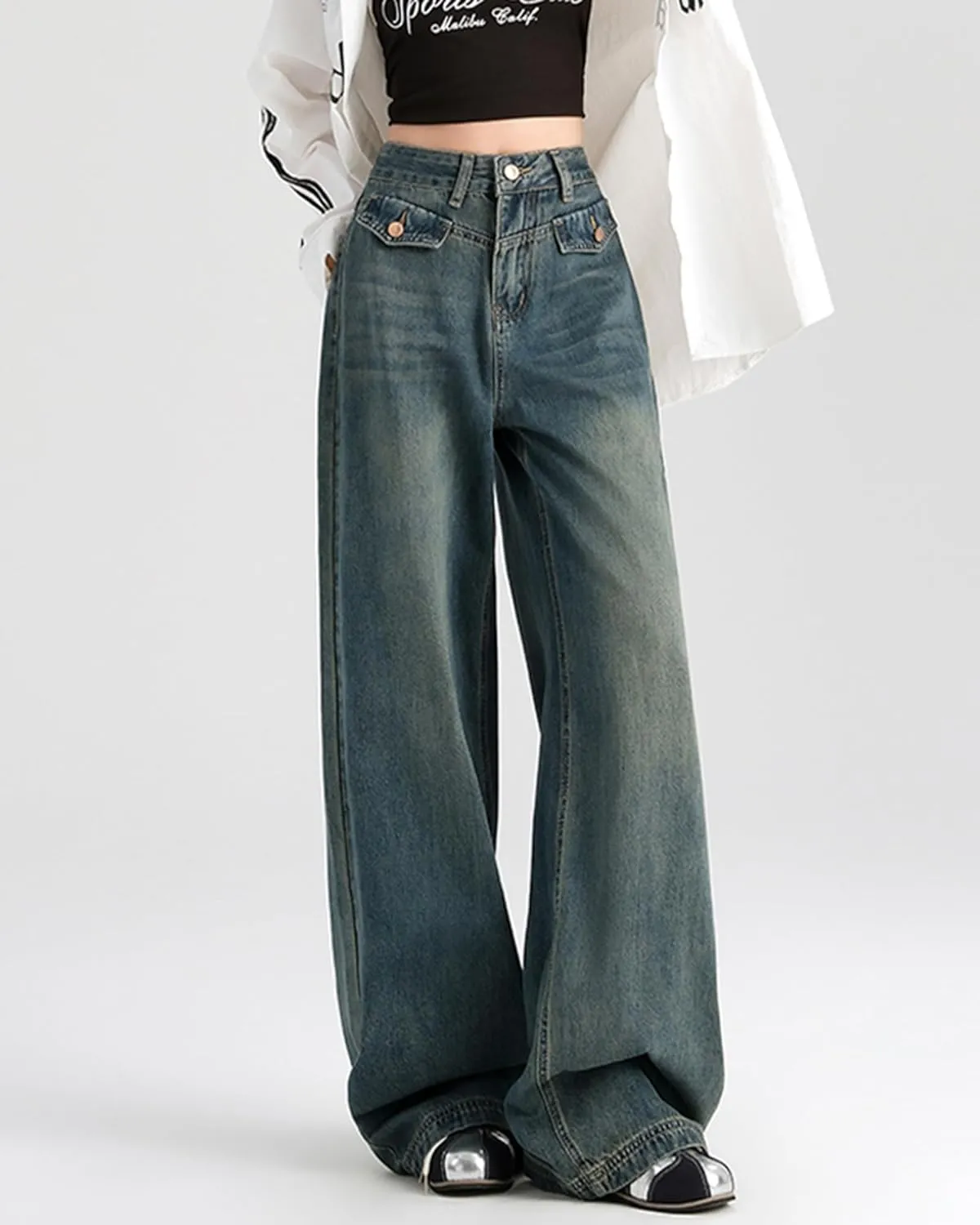 EMMIOL Womens Wide Leg Jeans Straight Baggy Boyfriend Low Rise Denim Pants Flare Jeans Trendy Outfits