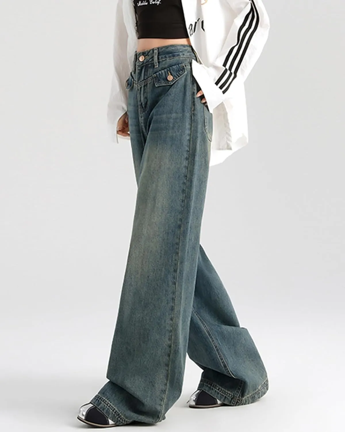 EMMIOL Womens Wide Leg Jeans Straight Baggy Boyfriend Low Rise Denim Pants Flare Jeans Trendy Outfits