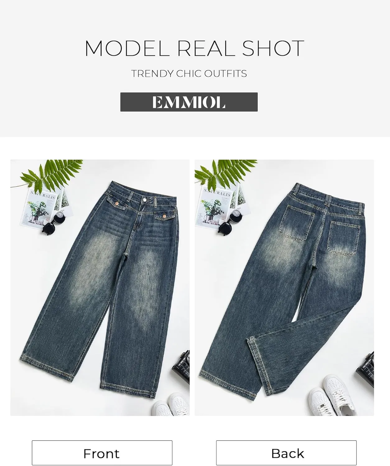 EMMIOL Womens Wide Leg Jeans Straight Baggy Boyfriend Low Rise Denim Pants Flare Jeans Trendy Outfits