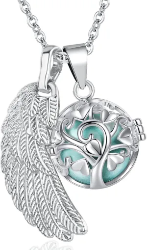 EUDORA Harmony Ball Angel Caller Necklace Angel Wings Musical Chime Bola for Pregnancy Women, 30"