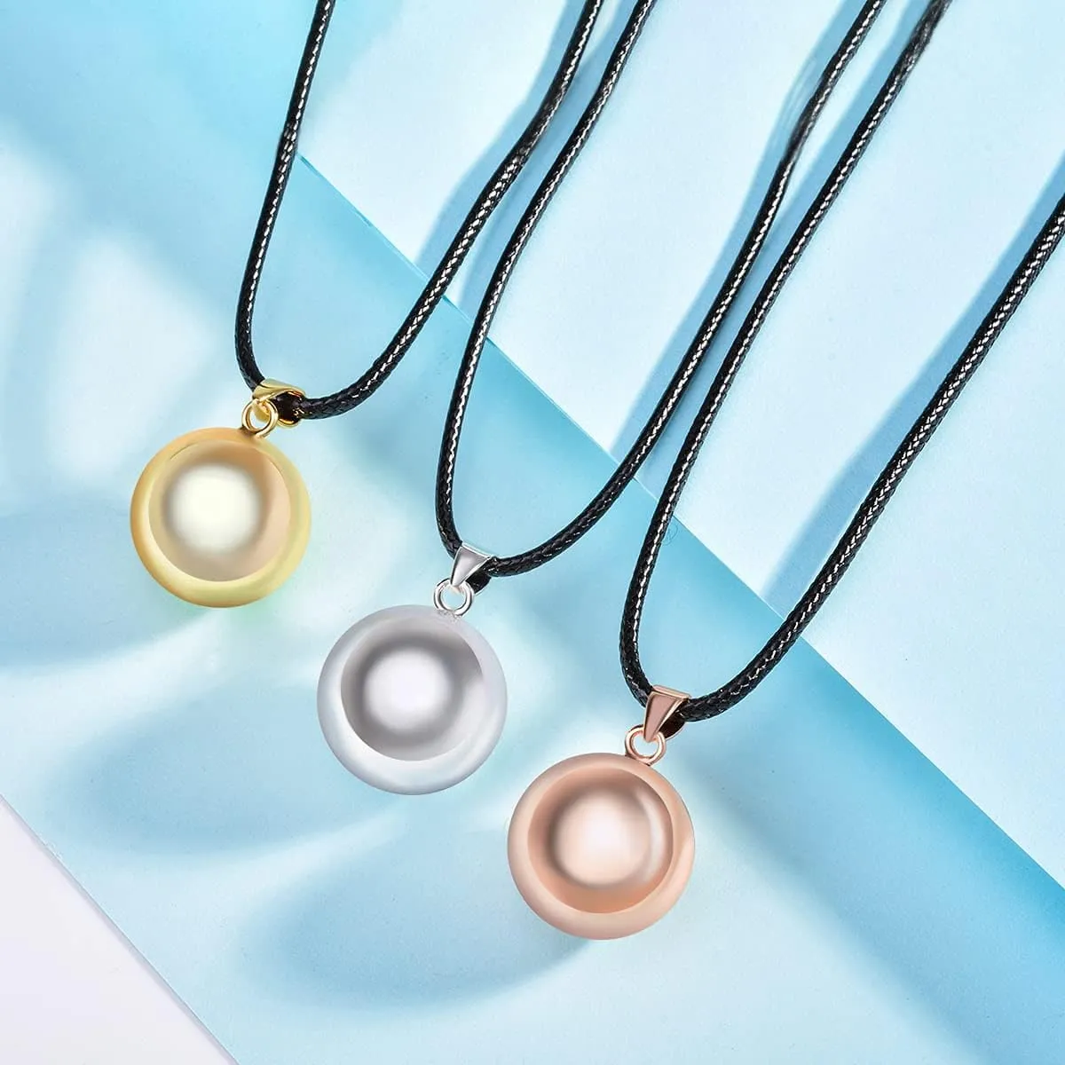 EUDORA Harmony Bola Ball Necklace Pregnancy Chime Bola Pendant, 45" or 30" Long Chain for Mother